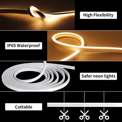 LED Neon Light Strip 32.8ft 10m 1200 LEDs Super Bright, 24V Flexible Neon Strip with Power Adapter & Mounting Clips