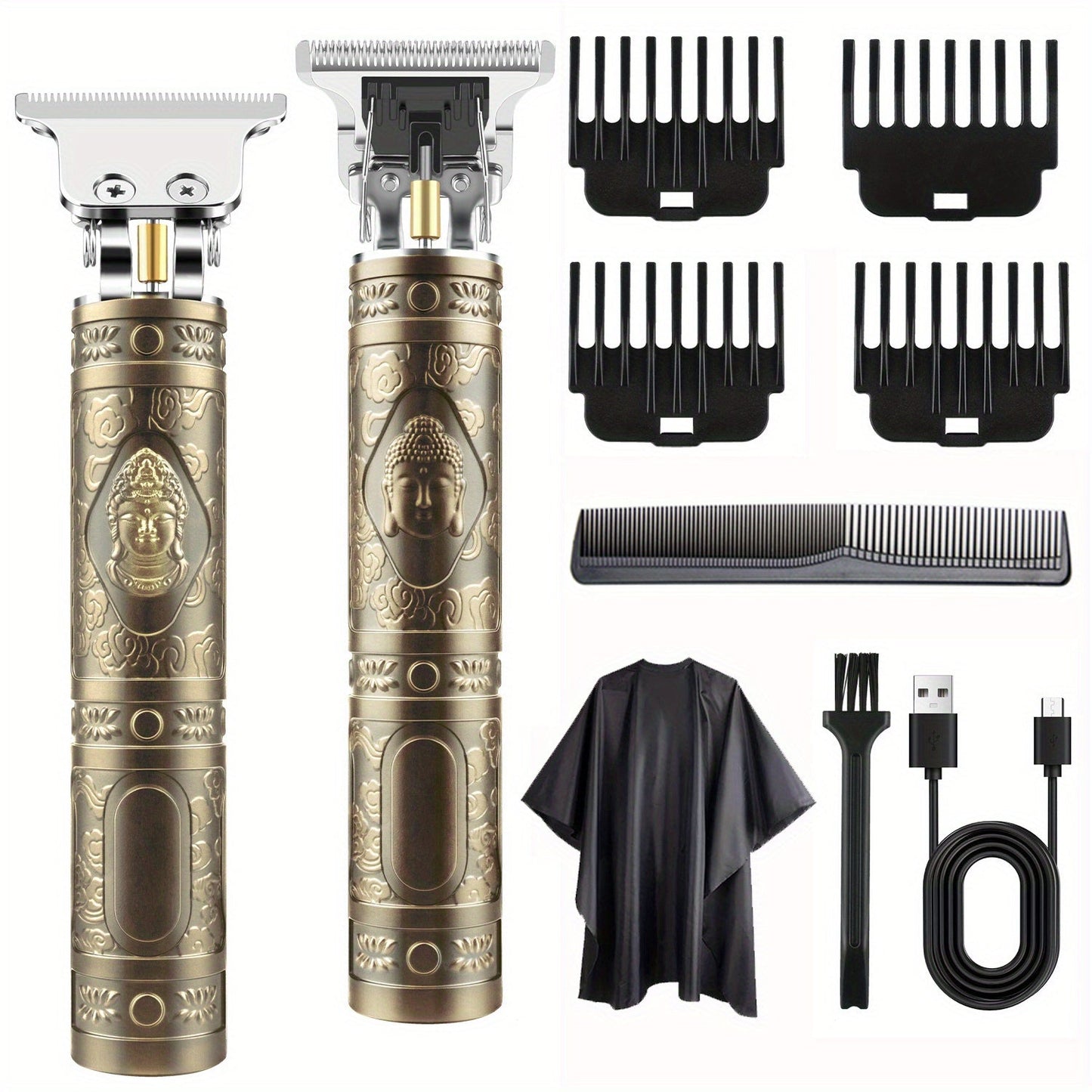 Electric Hair Clipper & Beard Trimmer Set for Men – USB Rechargeable Cordless Haircut Kit with 4 Guide Combs | Professional Home Barber
