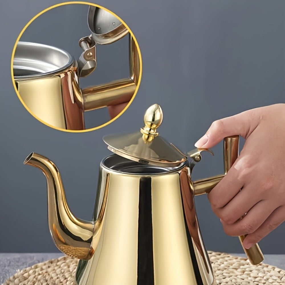 Stainless Steel Tea Kettle with Filter, Tea Pot Coffee Pot Cold Water Pitcher for Home Hotel Restaurant