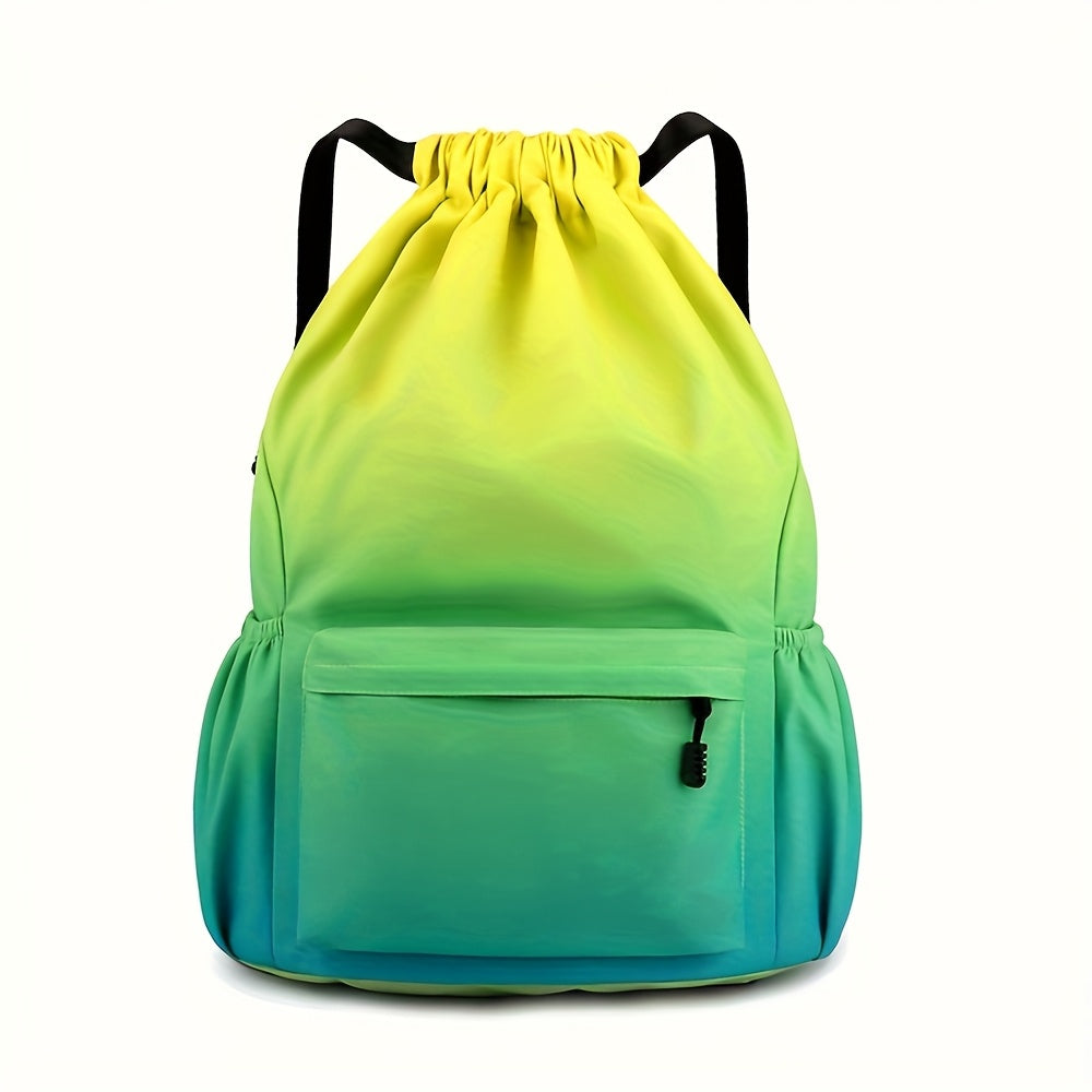 Drawstring Backpack Gym Bag – Large Capacity Nylon Cinch Sack with Strap Pocket, Lightweight Training & Outdoor Travel Bag for Men Women | 4