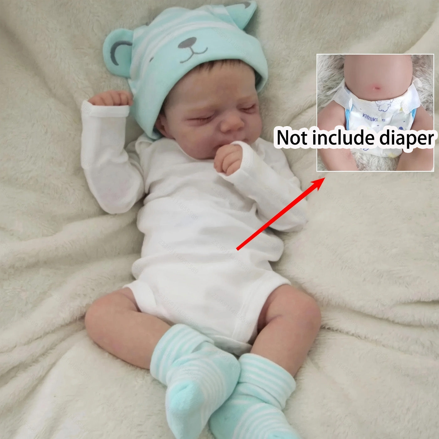 Reborn Baby Doll 19-Inch Full Vinyl Sleeping Design with Painted Hair, Closed Eyes, Mint Outfit and Accessories