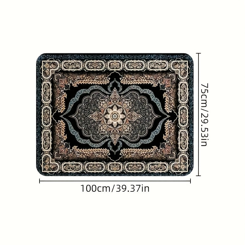 Car Trunk Liner Non-Slip Cargo Mat – Soft Dustproof Machine Washable Auto Trunk Protector with Elegant Black & Gold Intricate Pattern