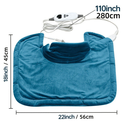 Heating Pad for Neck & Shoulders – 130W Graphene Weighted Electric Pad, 6 Heat Settings, 4 Timers, Auto Shut-Off, Machine Washable