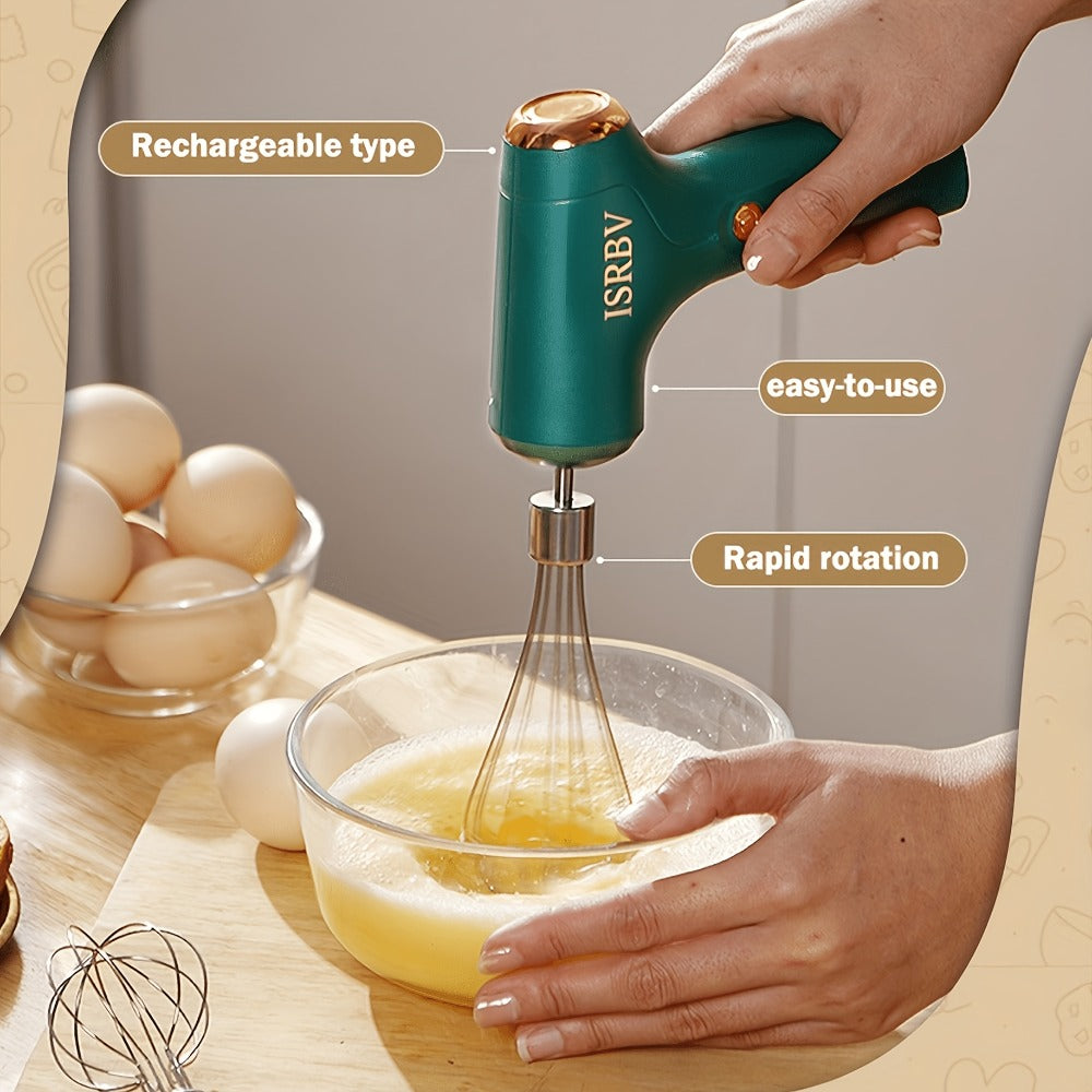 Cordless Electric Hand Mixer Mini USB Rechargeable Whisk Beater 1500RPM for Whipping Cream for Home Cooking, Dining and Outdoor Meals