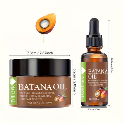 Batana Hair Oil 2-Piece Set, Natural Honduran Batana Oil 4.3oz + Batana Essential Oil 1.01oz, Deep Shine Boost