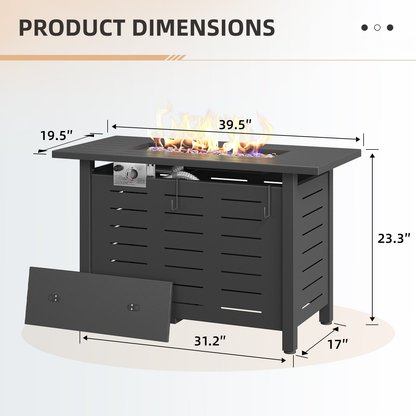 Propane Fire Pit Table Outdoor 50, 000 BTU Gas Fire Table with Lid Lava Rocks & Cover for Patio Backyard Deck Black Brown 40"/44"