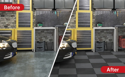 Interlocking Garage Floor Tiles 20-Pack – 16"x16" Drainage Floor Mat, Non-Slip PP Tiles for Garage, Car Wash