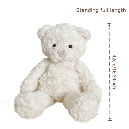 Stuffed Animal White Teddy Bear with Loving Heart Detail, Kawaii Theme and One product details Style