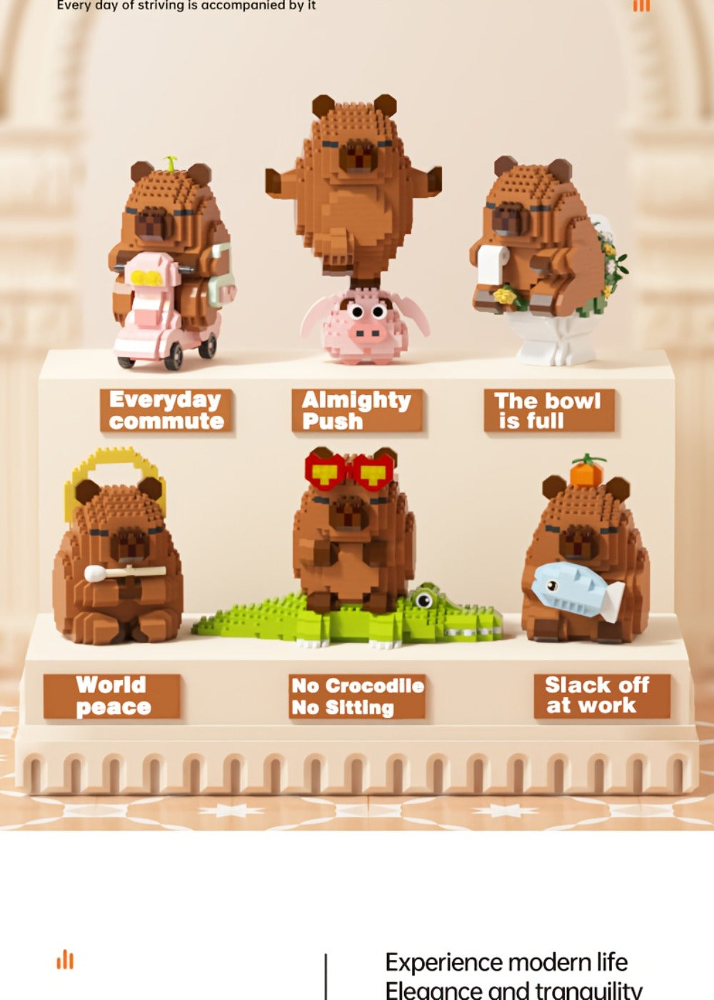 Capybara Micro Brick Building Set 562pcs Collector Edition – Miniature DIY Assembly Desk Decor Stress Relief Toy for Kids Teens Adults