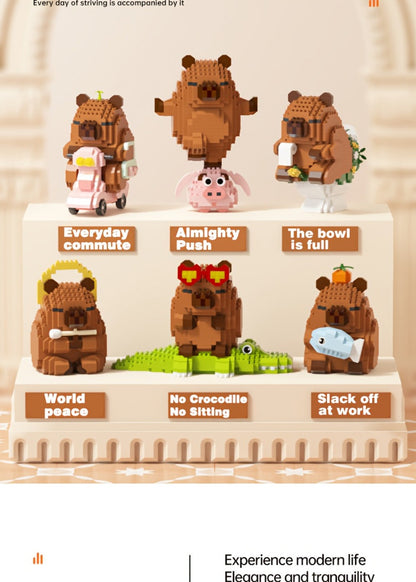 Capybara Micro Brick Building Set 562pcs Collector Edition – Miniature DIY Assembly Desk Decor Stress Relief Toy for Kids Teens Adults