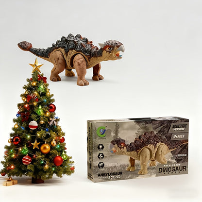 Battery-Powered Walking Ankylosaurus Dinosaur Toy with Roaring Sound and Random-Color Checkout
