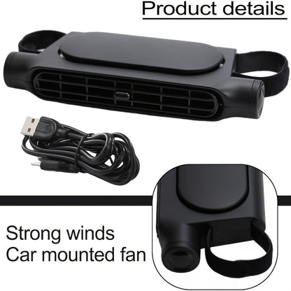 USB Car Seat Fan with Enclosed Air Outlet, Three Speed Settings and White or Black Color Options