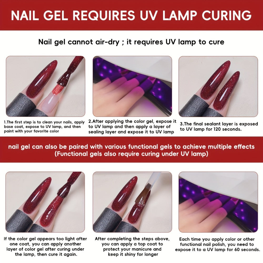 Gel Nail Polish XEIJAYI 9-Piece Fall-Winter Sets in 7 Numbered Palettes with LED Cure for Nail Art