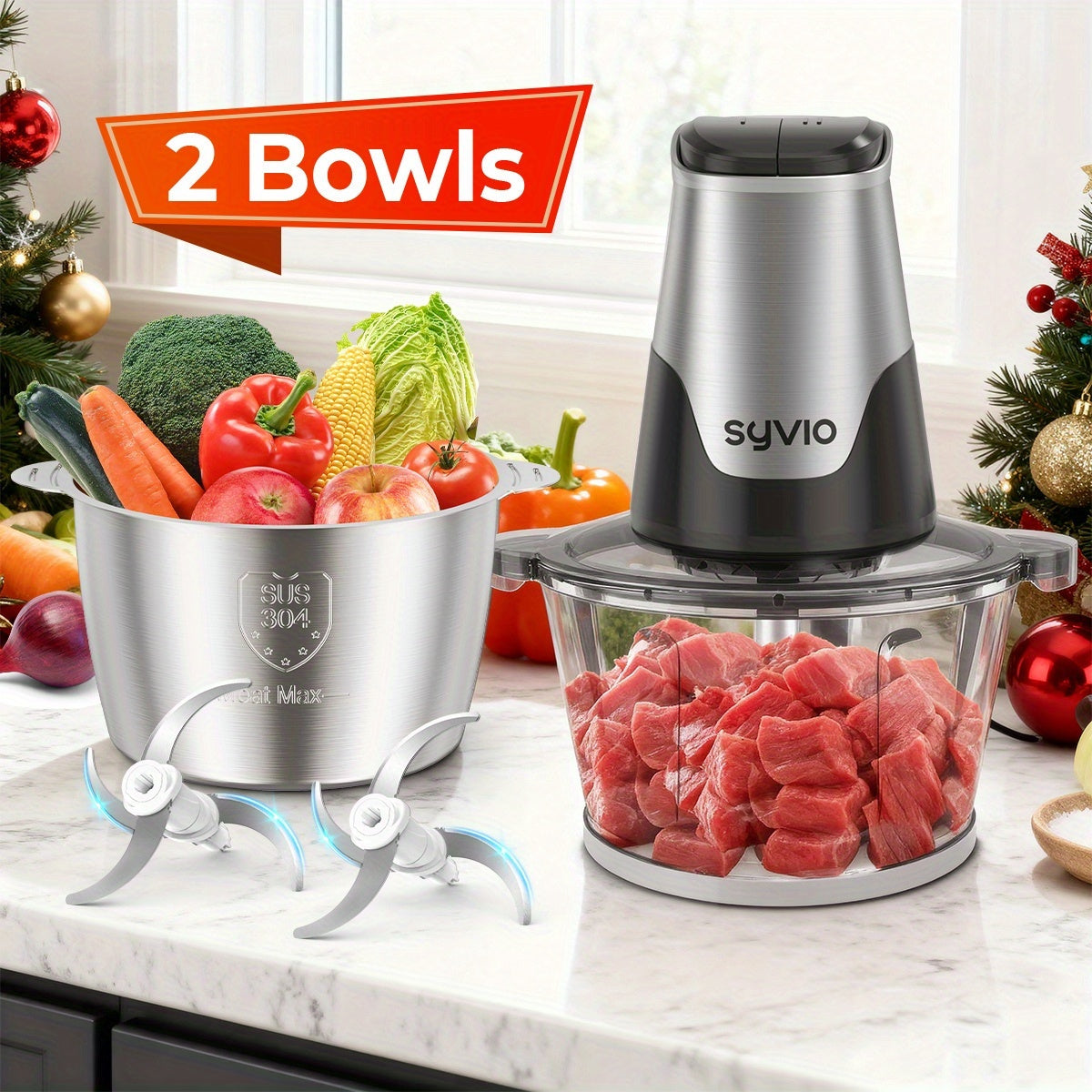 Mini Food Processor with Compact Motor Head, Two-Speed Top Control and Three Bowl-and-Blade Set Options