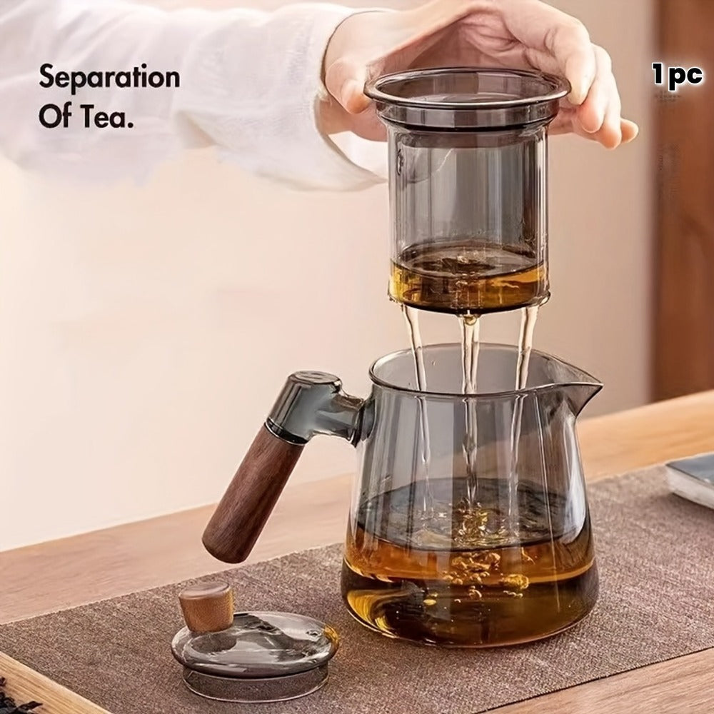 Glass Teapot with Filter 650ml - Stovetop Safe Tea and Coffee Pot with Handle, Tea Water Separator