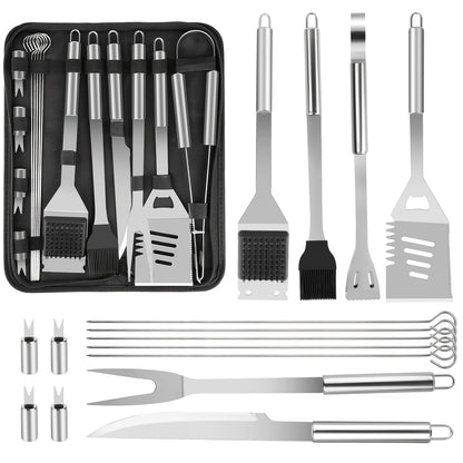 15- or 24-Piece BBQ Tool Set with Spatula, Tongs, Forks, Skewers, Brushes and Carry Case Pictured