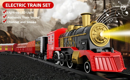 Christmas Train Set for Kids, 43PCS Electric Train Toy with Smoke, Lights & Sound, 6 Cars & 28 Tracks