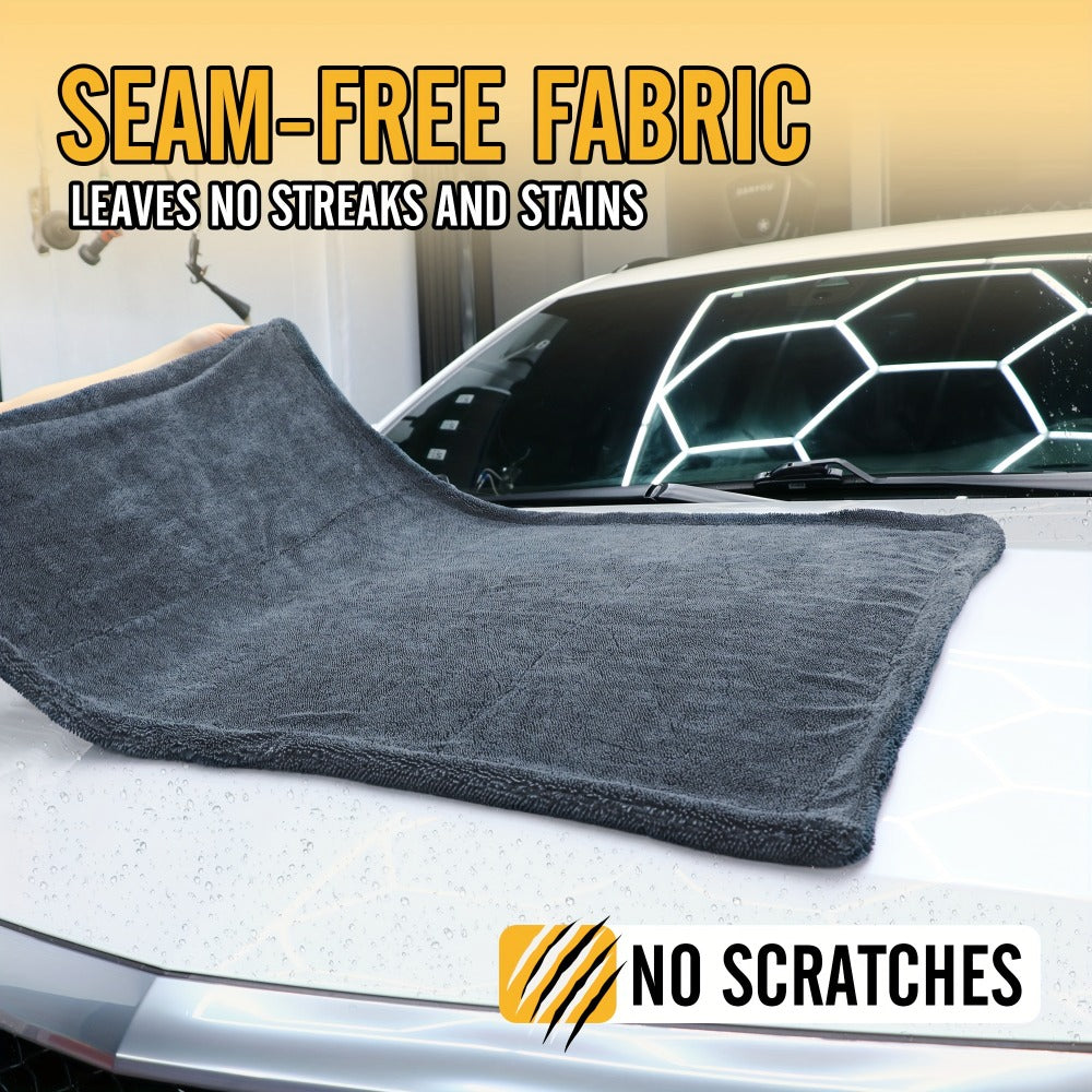 Car Drying Towel in 24 x 36-Inch 1500 GSM Edgeless Microfiber, Available as One or Two Pieces