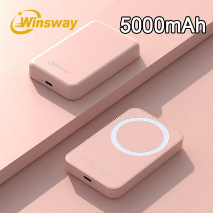 Power Bank Magnetic 5000mAh Mini with Wireless Charging, PD, QC3.0 and Eight Colors for Travel