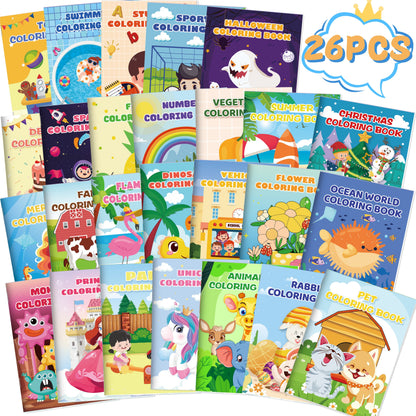 Bulk Coloring Books for Kids 26 Pack – Dinosaur Mermaid Animal Themes Party Favors Goodie Bag Stuffers for Birthday Classroom Halloween