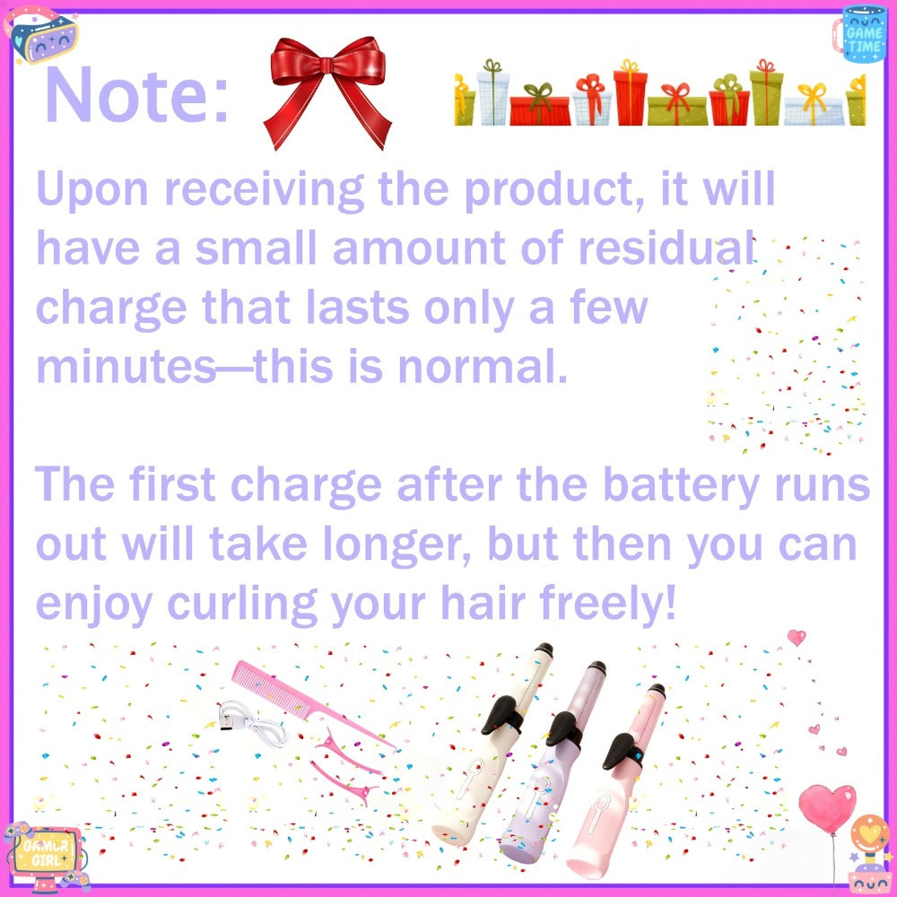 Cordless Mini Curling Iron Wireless Rechargeable Portable Hair Curler, Ceramic Barrel for Airy Bangs