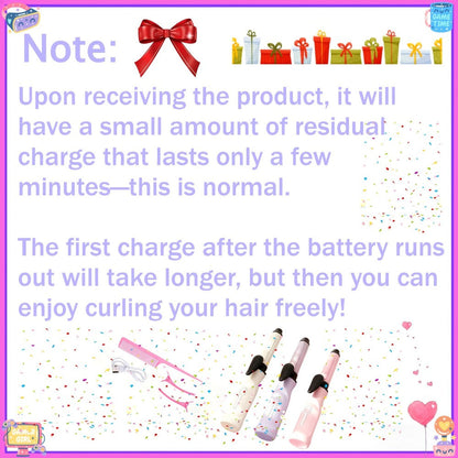 Cordless Mini Curling Iron Wireless Rechargeable Portable Hair Curler, Ceramic Barrel for Airy Bangs