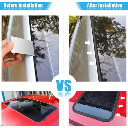 Car Rubber Seal Strip T-Shape Weatherstrip – Windshield Sunroof Door Edge Weather Stripping Trim, Universal Auto Weatherproofing Seal (3PCS
