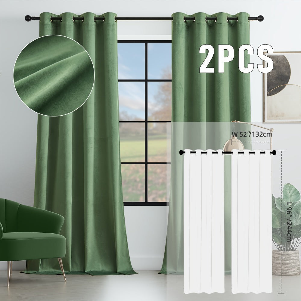 Velvet Room Darkening Curtains 2 Panels, Grommet Top Thermal Insulated Soundproof Blackout Curtains for Living Room Bedroom