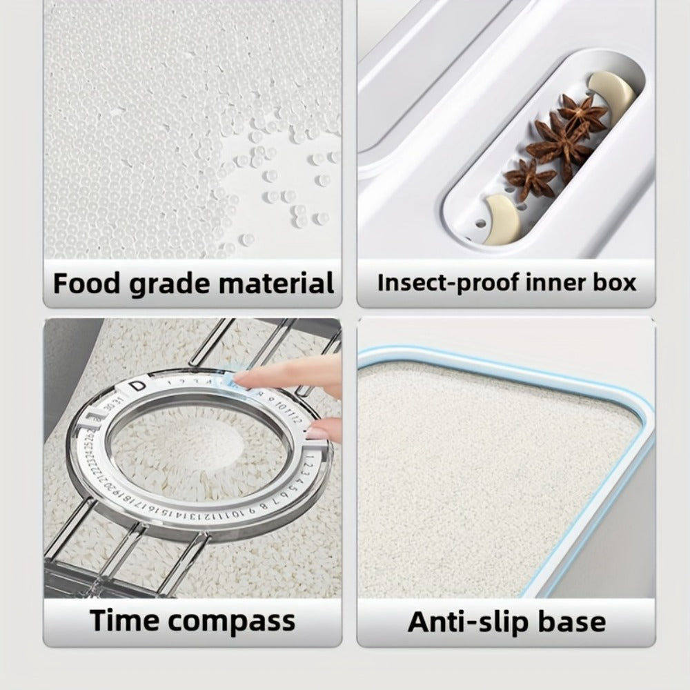 Food Storage Containers PET Rice Canister with Flip-Top Buckle Lid in 2.06- or 2.85-Gallon Sizes