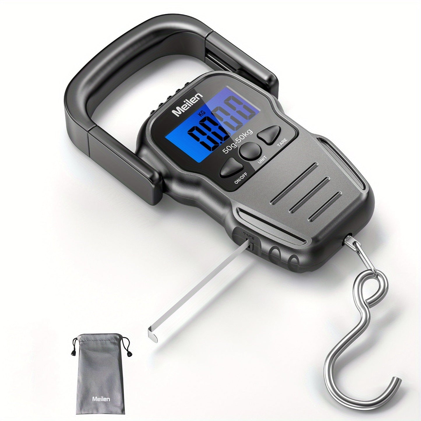 Digital Fishing Scale 50kg 110lb Portable Handheld Fish Scale with LCD Backlight & Built-in Measuring Tape