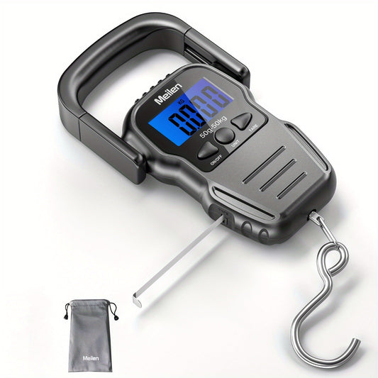 Digital Fishing Scale 50kg 110lb Portable Handheld Fish Scale with LCD Backlight & Built-in Measuring Tape