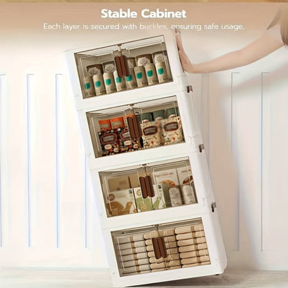 Storage Cabinet Collapsible Modular Locker with Magnetic Doors, Wheels and One to Five Layers