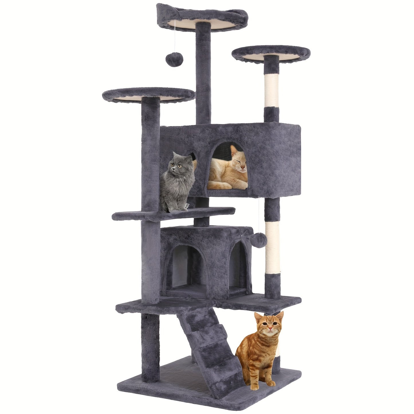 Cat Tree Tower Multi-Layer with Scratching Post, Perch Platforms & Cat Apartments – Tall Cat Climbing Frame for Indoor Cats