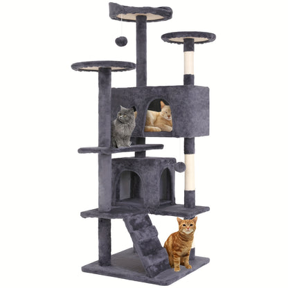 Cat Tree Tower Multi-Layer with Scratching Post, Perch Platforms & Cat Apartments – Tall Cat Climbing Frame for Indoor Cats