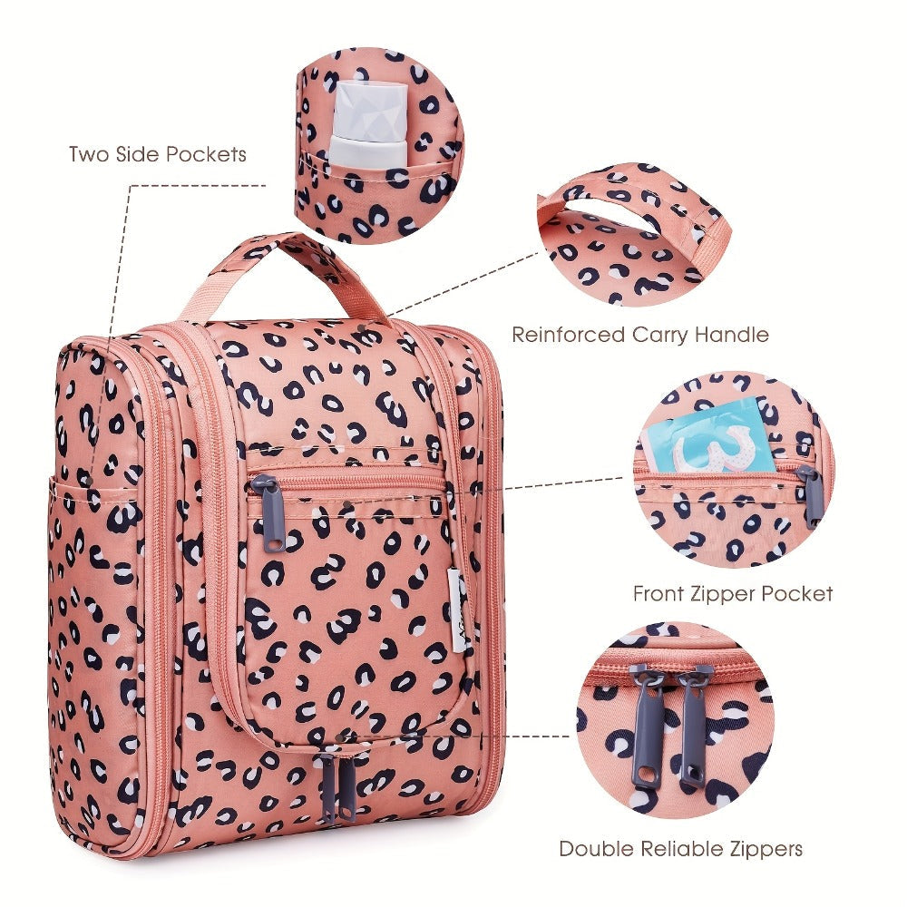 Toiletry Bag Hanging Large-Capacity Makeup Organizer with Hook, Multiple Compartments and 16 Print Options
