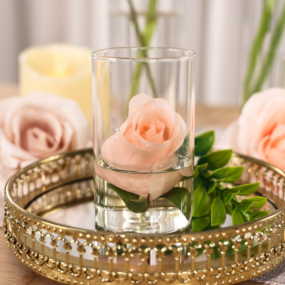 Clear Glass Cylinder Vases 24pcs Bulk Set – 4, 8, 12 Inch Tall Flower Vases for Centerpieces, Hurricane Floating Candle Holder for Wedding