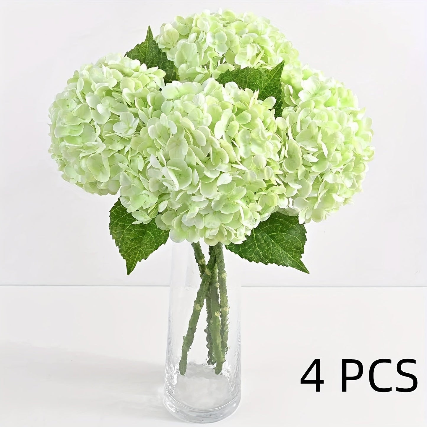 Artificial Flowers 21-Inch Full-Latex Hydrangea Stems in 4 or 8-Piece Sets with Flexible Wire