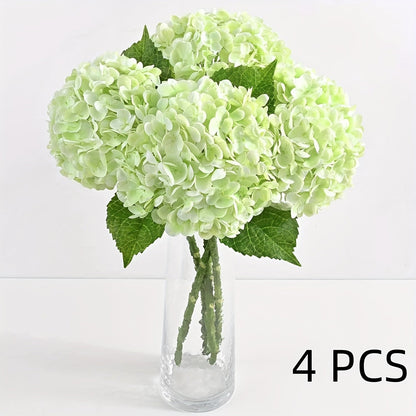 Artificial Flowers 21-Inch Full-Latex Hydrangea Stems in 4 or 8-Piece Sets with Flexible Wire