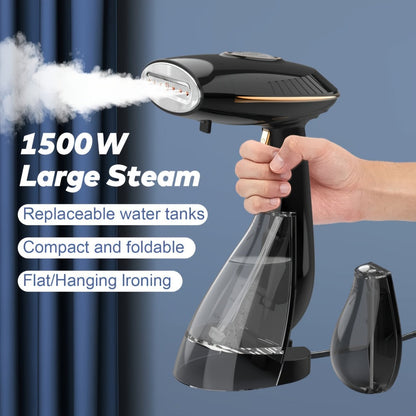 1500W Handheld Garment Steamer with Wide Steam Head, Detachable Tank Area and Two Preserved Model Labels