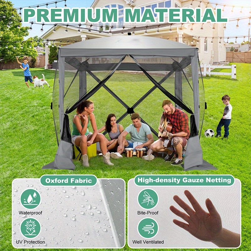 Pop Up Gazebo 8x8ft Mesh Screen Tent Portable Camping Garden Picnic for Garden, Patio and Yard Use