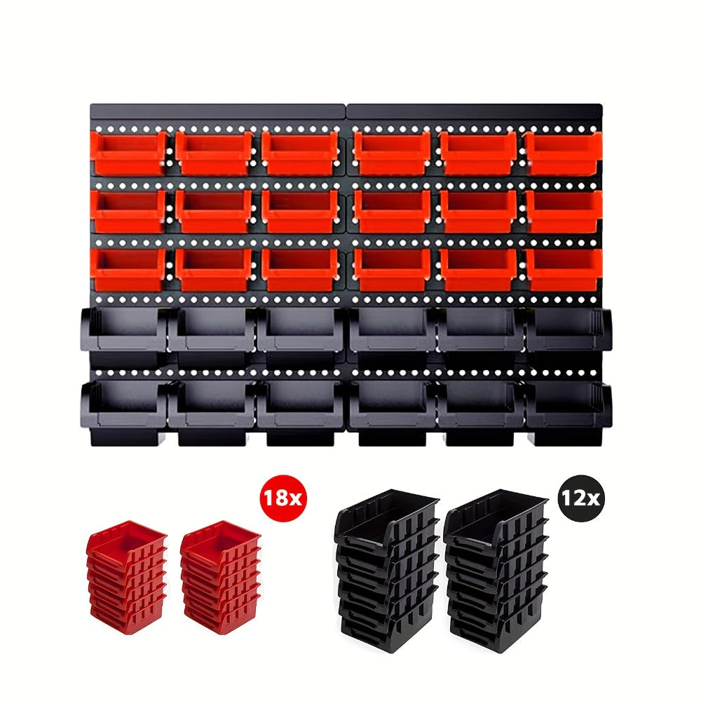 Plastic Parts Storage Bins Wall Mount 30pcs, Small Hardware Organizer for Screws, Nuts, Bolts & Nails