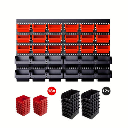 Plastic Parts Storage Bins Wall Mount 30pcs, Small Hardware Organizer for Screws, Nuts, Bolts & Nails