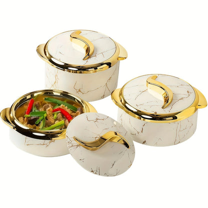 Insulated Casserole Dish Set 3-Piece Thermal Food Warmer with Lids, Stainless Steel Serving Bowls for Hot & Cold Food