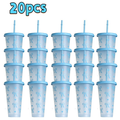 Reusable Party Cups 24 oz with Lids Straws and Dust Covers – BPA Free PP Plastic Tumblers Bulk Set 10 or 20 Pack for Parties Camping Office