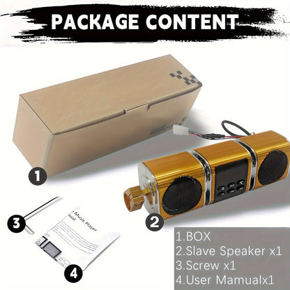 Motorcycle Bluetooth Speaker Sound Bar with Built-in Amplifier – IPX5 Waterproof, FM Radio, USB & AUX Input