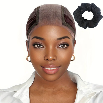 Wide Lace Wig Grip Cap with Ear Cutouts in Brown, Blonde, Black, Beige 613 or Two-Piece Color Sets