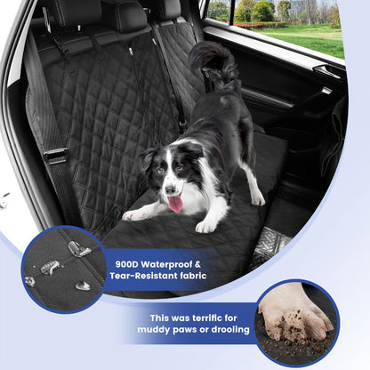 Black Quilted Rear Bench Car Seat Cover with Side Flaps and M, L or XL Three-Seat Vehicle Size Labels
