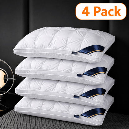 Hotel Quality Pillow Soft Polyester Fiber Deep Sleep Neck Support – No Collapse All Season Machine Washable Satin Cover Zipper Closure White