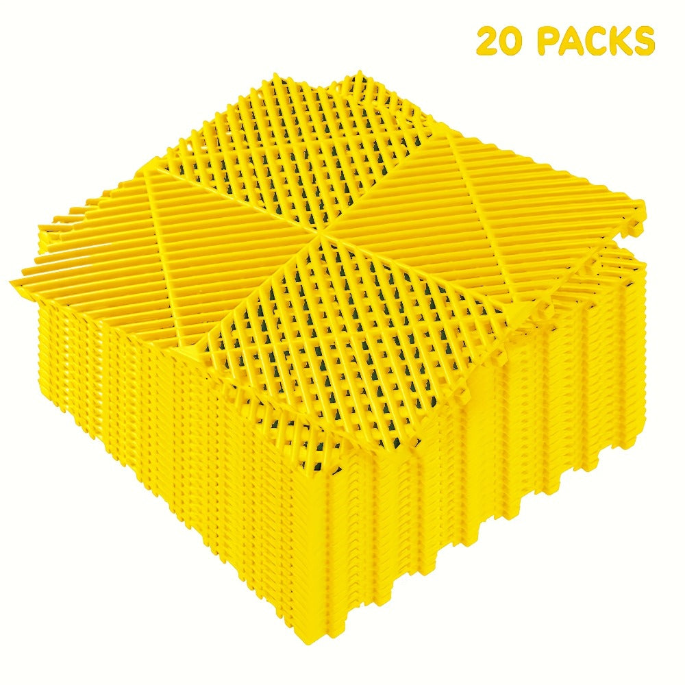 Interlocking Garage Floor Tiles 20-Pack – 16"x16" Drainage Floor Mat, Non-Slip PP Tiles for Garage, Car Wash