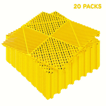 Interlocking Garage Floor Tiles 20-Pack – 16"x16" Drainage Floor Mat, Non-Slip PP Tiles for Garage, Car Wash